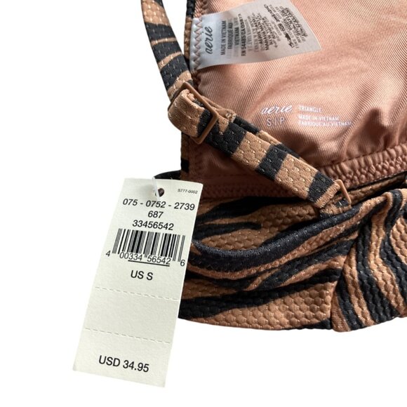 Aerie size S M L Tiger Pique longline triangle tie back bikini top NWT - Picture 7 of 11